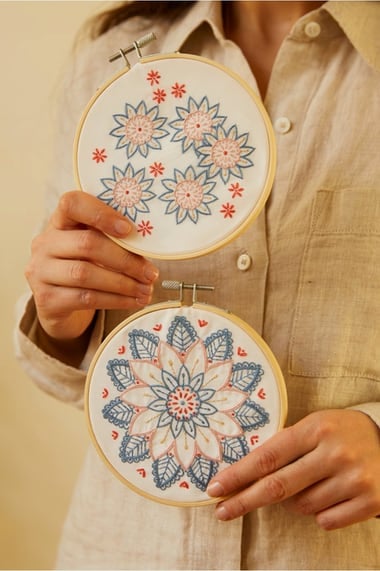Mandala floral - Kit duo de bordado