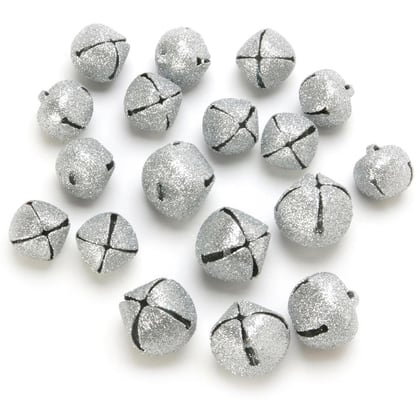 Campanas de Navidad - Plata Glitter