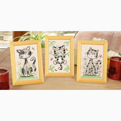 Gatos entre las flores - Juego de 3