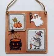 Pumpkin Season Cross-Stitch Kit with Wooden Frame