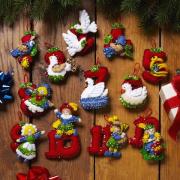 Kit de decoración de fieltro set de 6 - Twelve Days of Christmas