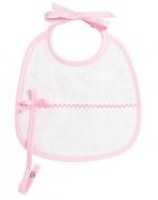 Babero - Pois 3D - Porta Chupete - Rosa