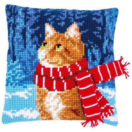 Almohada: Gato con bufanda