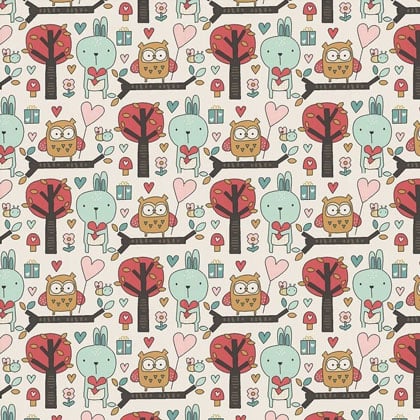 Owls On The Branches on White
