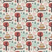 Owls On The Branches on White