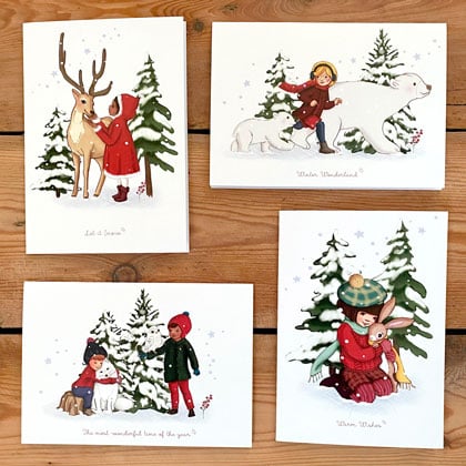 Paquete de tarjetas navideñas - Día de nieve