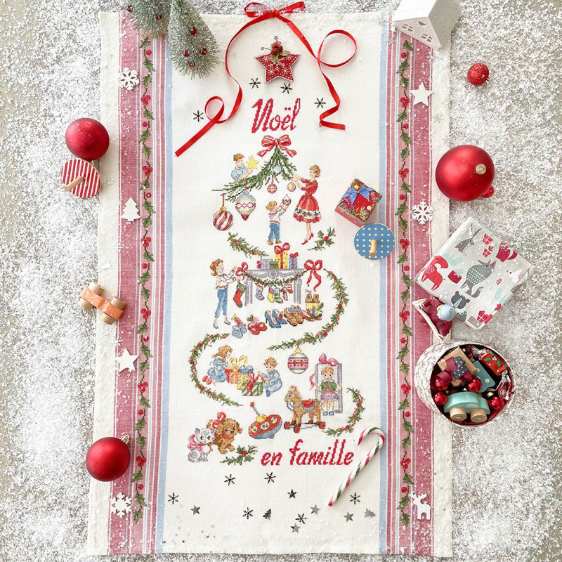 Torchon « Noël en famille» - Lino