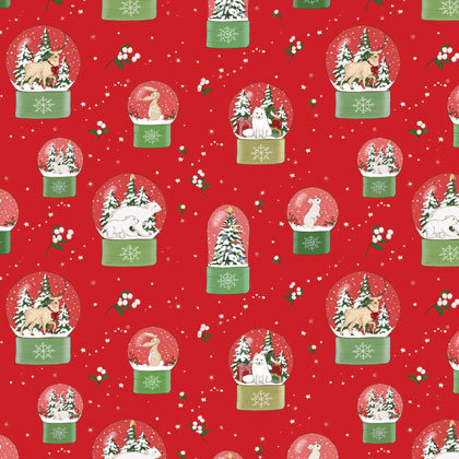 Papel de regalo de Navidad - Bola de nieve roja