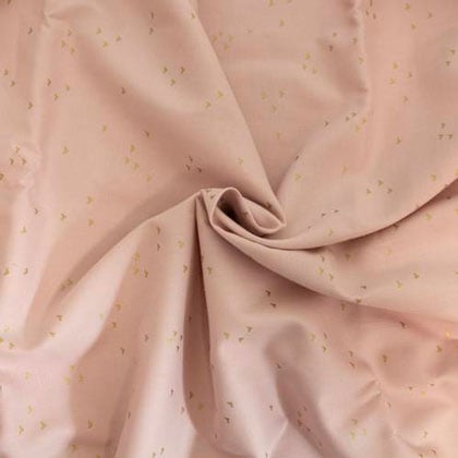 Muselina de algodón orgánico - Pajàros dorados fondo rosa