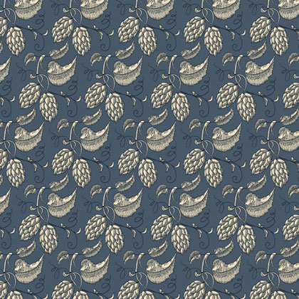 Country French - Patrón vegetal en azul