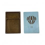 Estuche de madera - Globo aerostático azul