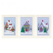Tarjetas de felicitaciones: Casas de invierno - Juego de 3
