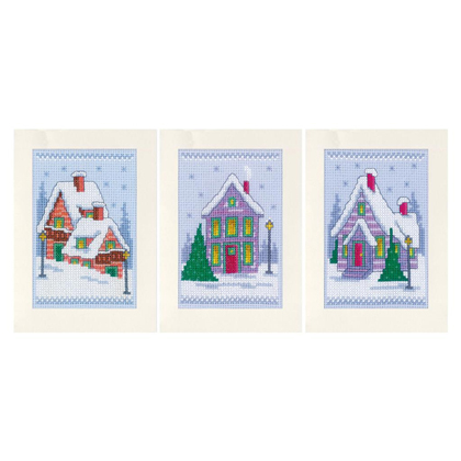 Tarjetas de felicitaciones: Casas de invierno - Juego de 3