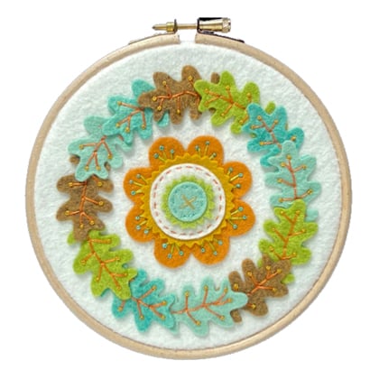 Kit de fieltro - Flor y hojas de otoño - con marco