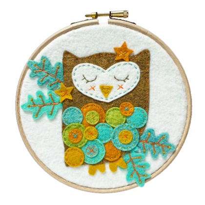 Kit de fieltro - Pequeño búho dormido - con marco