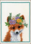 Zorro con corona de flores