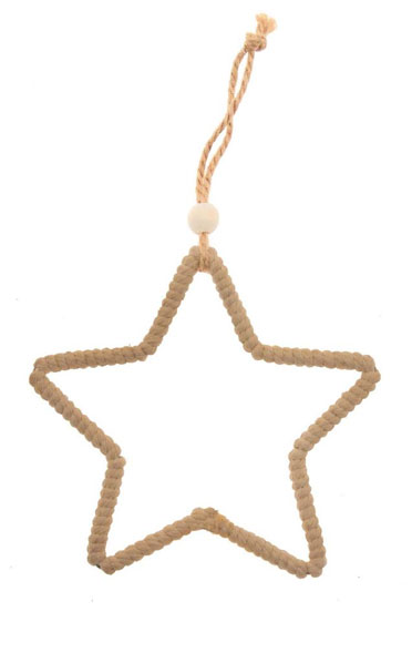 Estrella de madera y yute