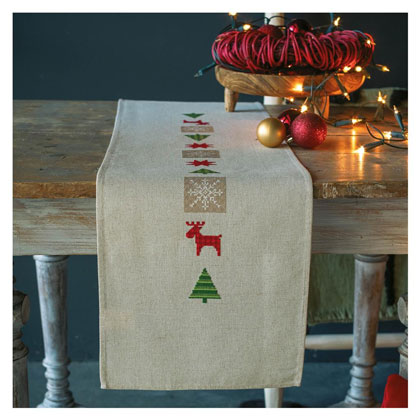 Camino de mesa - Árboles de Navidad ajedrezados