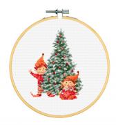 Elves with Christmas tree
