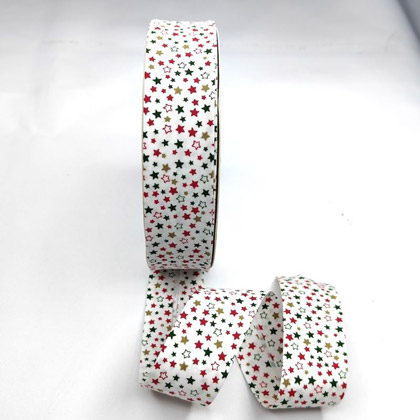 Cinta al Bies Estrellas - Blanco (18 mm)