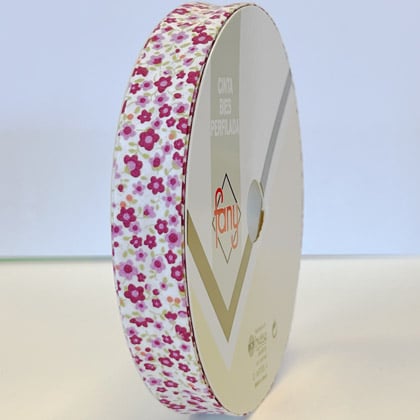 Cinta al Bies Fancy - Flores Rosas (18 mm)