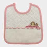 Babero con bolsillo de tela aida - Barco - Rosa