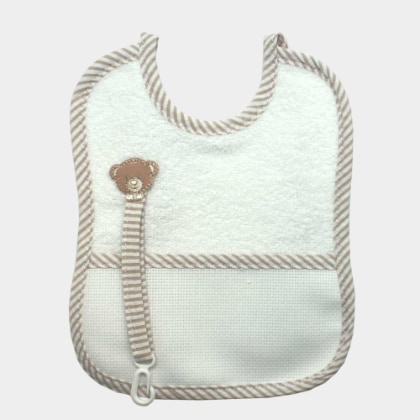 Babero Porta Chupete - Osito - Beige