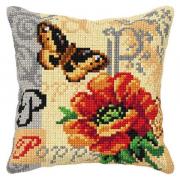 Cojín - Amapola y Mariposa