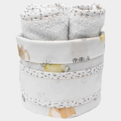 Cesta de almacenaje con Toallitas - Animaletti - Gris