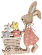 Conejo de Pascua con flores de madera