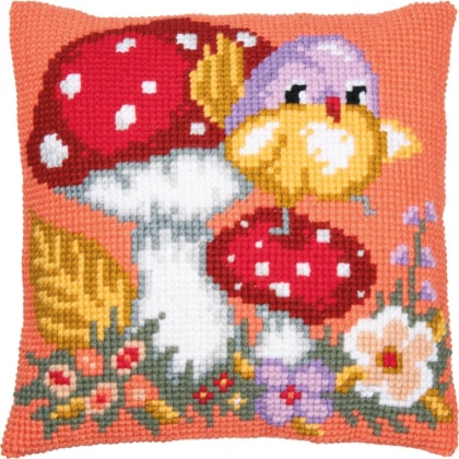 Cushion - Pájaro sobre Champiñón