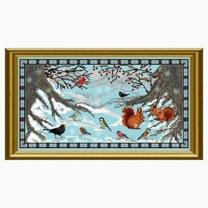Winter guests in a snowy world