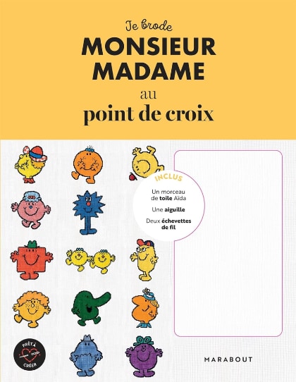 Je brode Monsieur Madame au point de croix