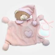 Oso Doudou con babero decorativo para bordar -  rosa a