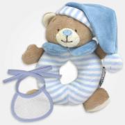 Anillo Sonajero Oso con babero decorativo para bordar
