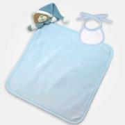 Oso Doudou con babero decorativo para bordar - Azul claro