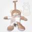Caja de música de oso con babero decorativo para bordar - crema