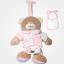 Caja de música de oso con babero decorativo para bordar - Rosa