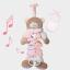 Caja de música de oso con babero decorativo para bordar - Rosa