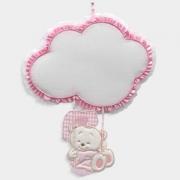 Osito de peluche con lazo de nacimiento en columpio y nube - Ros