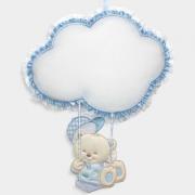 Osito de peluche con lazo de nacimiento en columpio y nube - Azu