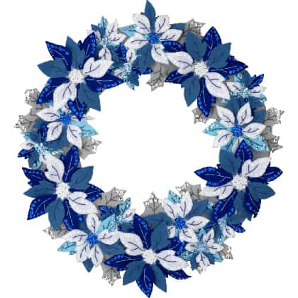 Winter Blue Poinsettia - Kit de guirnalda de fieltro