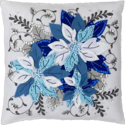 Winter Blue Poinsettia - Kit de cojin de fieltro