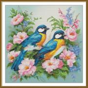 Pájaros en flor