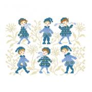 ¡Niños con abrigos jacquard azul!
