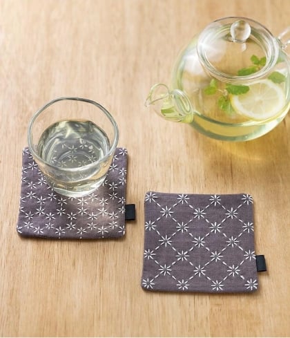 Par de posavasos Sashiko - Marrón