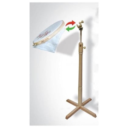 Soporte de bordado de madera ajustable con base