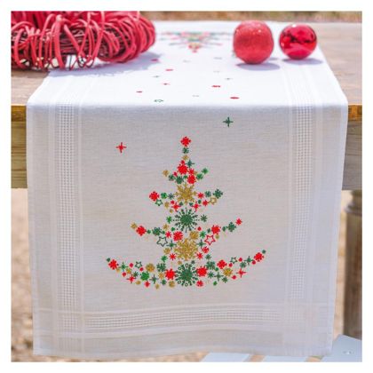 Camino de mesa - Árbol de Navidad con decoración