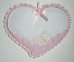 Cinta de nacimiento - Corazón con osito dormido - Rosa