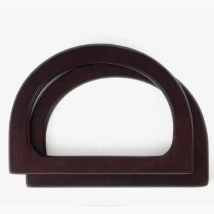 Mango para bolso semicircular de madera - Marrón oscuro oscuro